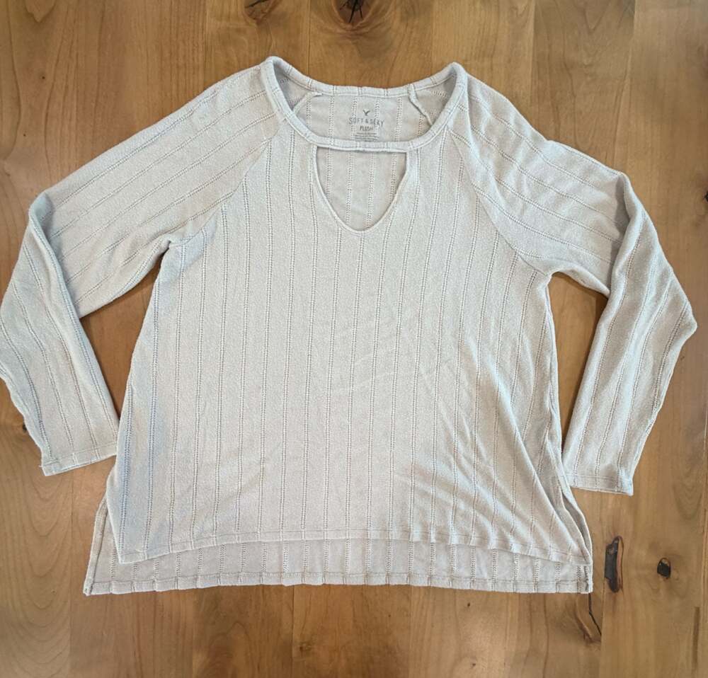 American Eagle Soft & Sexy Plush Ribbed Long Sleeve Top Size Large